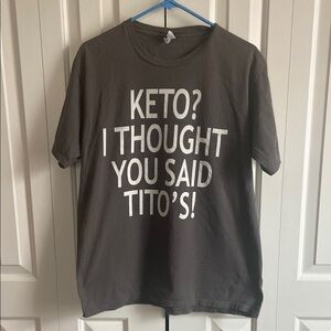 Port and Company Gray Short Sleeve Tee with Humorous Text